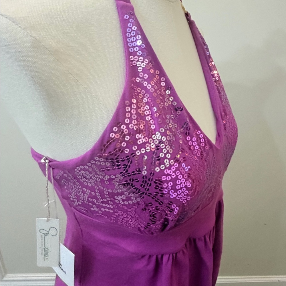 Sequin Halter Mini Dress in Violet - Picture 7 of 9